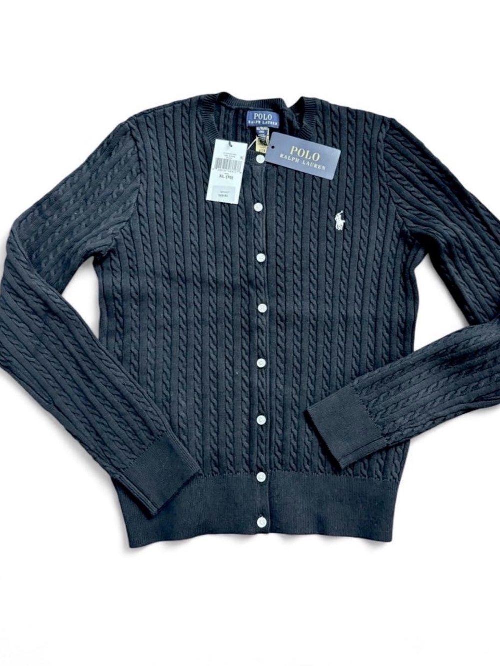 Black Polo Ralph Lauren cable knit cardigan